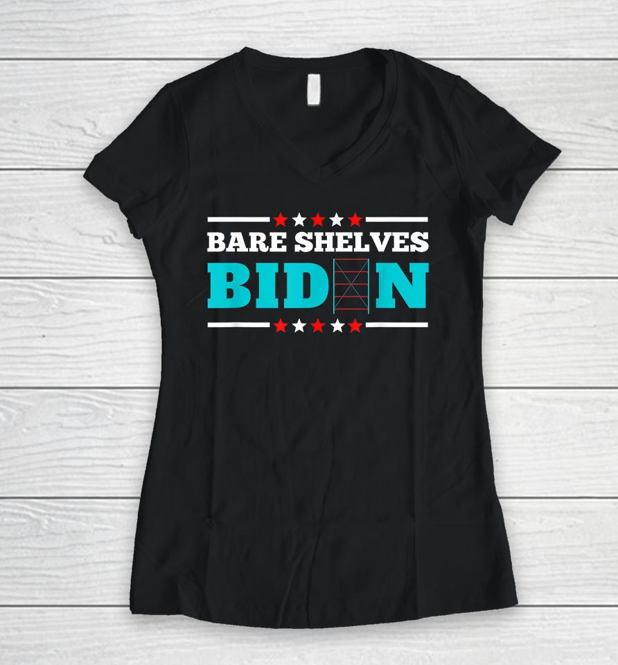 Bare Shelves Biden Funny Women V-Neck T-Shirt