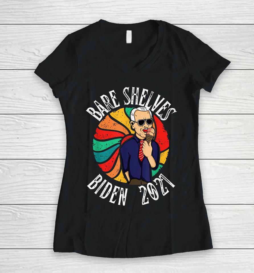 Bare Shelves Biden Funny Women V-Neck T-Shirt