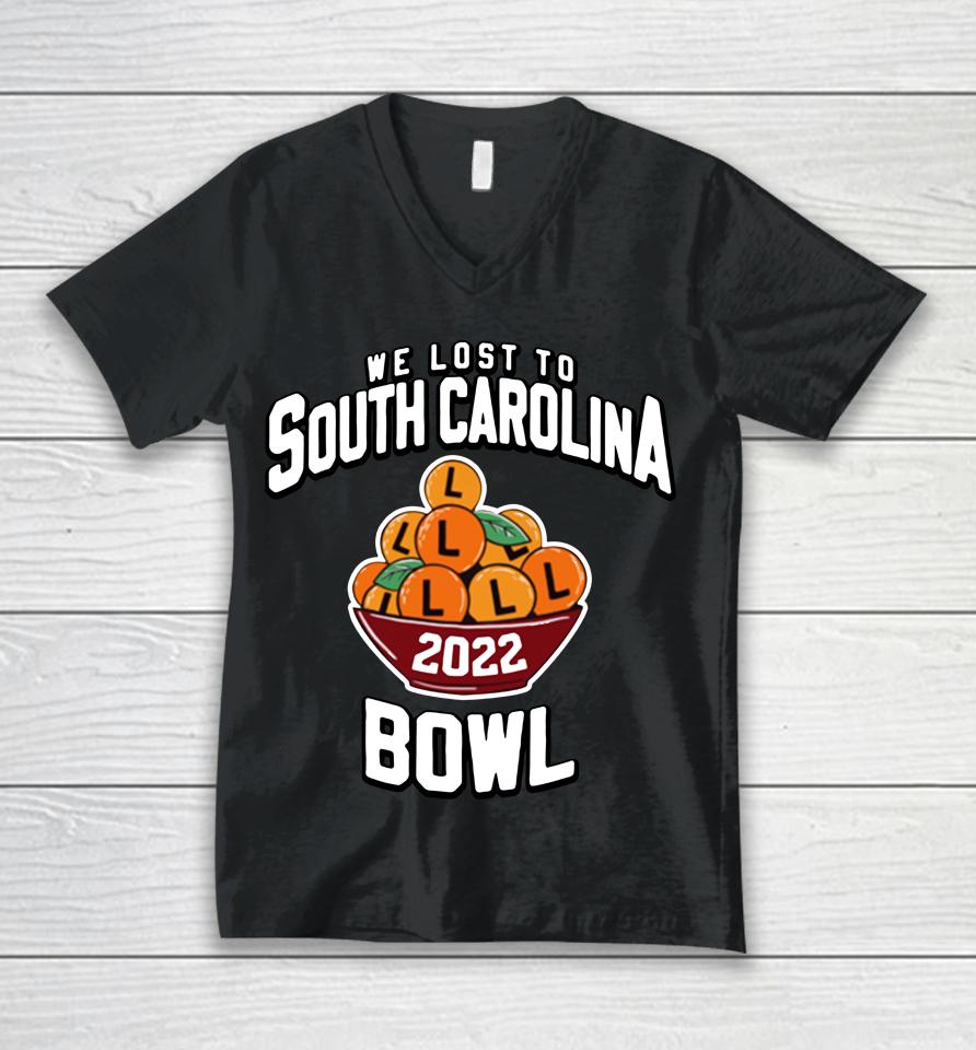 Barstool Sports 2022 We Lost To South Carolina Bowl Unisex V-Neck T-Shirt