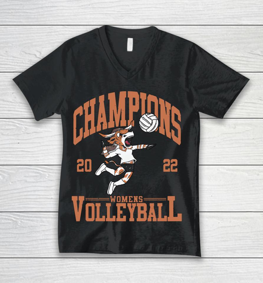 Barstool Sports Grey Texas Volleyball Champs Unisex V-Neck T-Shirt