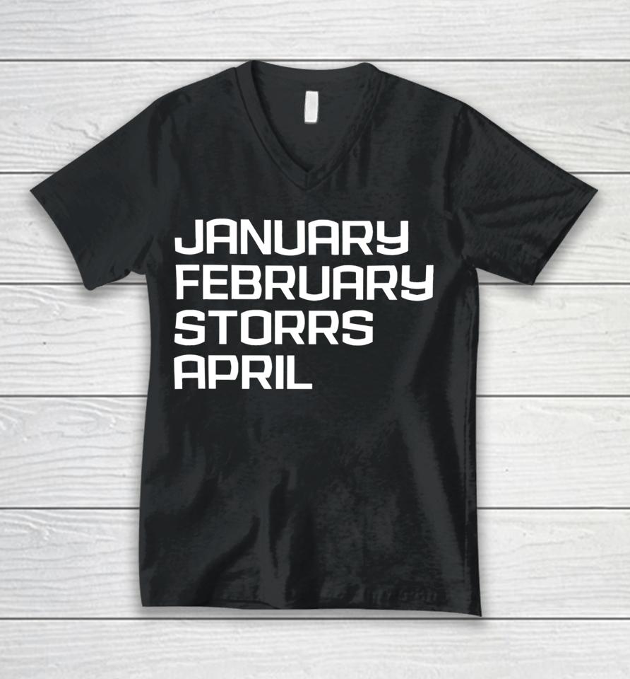 Barstool Sports Store January February Sporrs April Unisex V-Neck T-Shirt