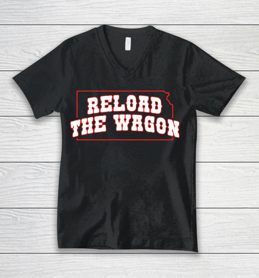 Barstool Sports Store Kansas Jayhawks Reload The Wagon Unisex V-Neck T-Shirt