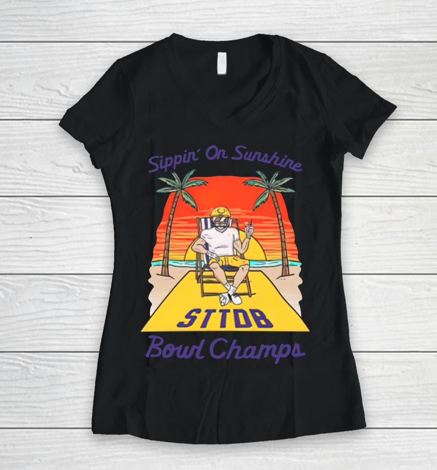 Barstool Sports Store Lsu Tigers 2023 Citrus Bowl Champions Women V-Neck T-Shirt