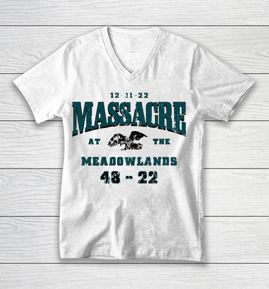 Barstool Sports Store Philadelphia Eagles Massacre At The Meadowlands Unisex V-Neck T-Shirt