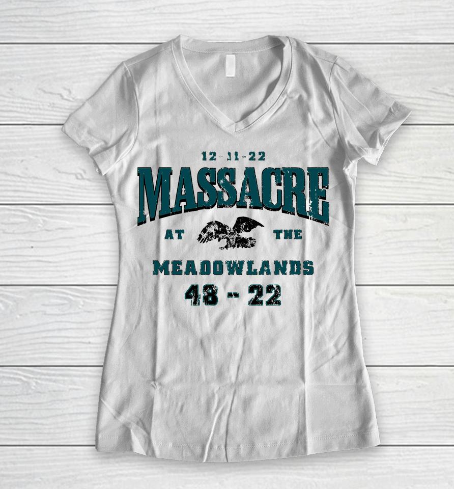 Barstool Sports Store Philadelphia Eagles Massacre At The Meadowlands Women V-Neck T-Shirt