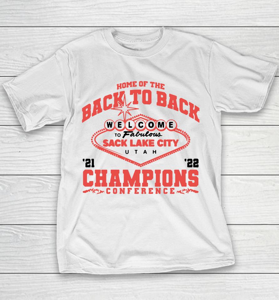Barstool Sports Store Utah Utes Football 2022 Home Of The Back To Back Conference Champions Youth T-Shirt