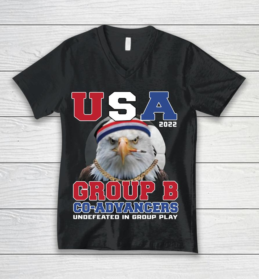 Barstool Sports Undefeated Usa 2022 Group Co-Advancers Black Unisex V-Neck T-Shirt