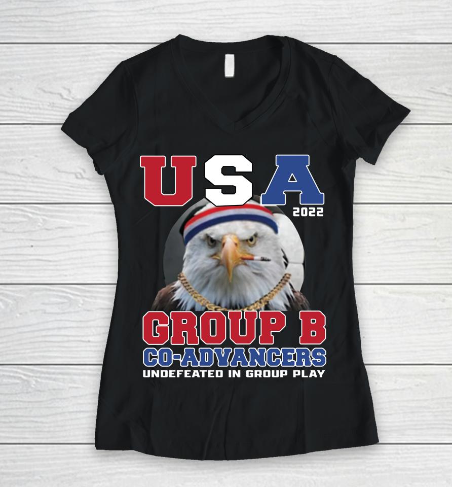 Barstool Sports Undefeated Usa 2022 Group Co-Advancers Black Women V-Neck T-Shirt
