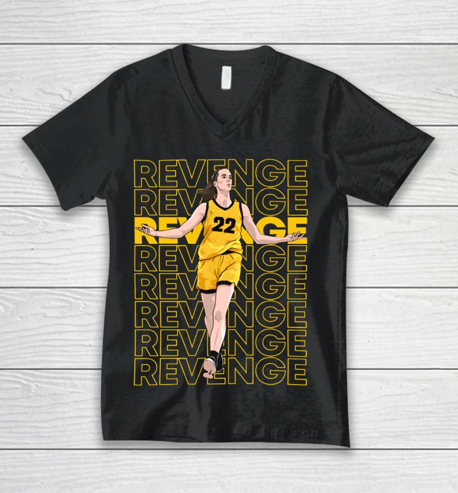 Barstoolsports Merch Iowa Women’s Basketball Revenge 22 Caitlin Clark Unisex V-Neck T-Shirt