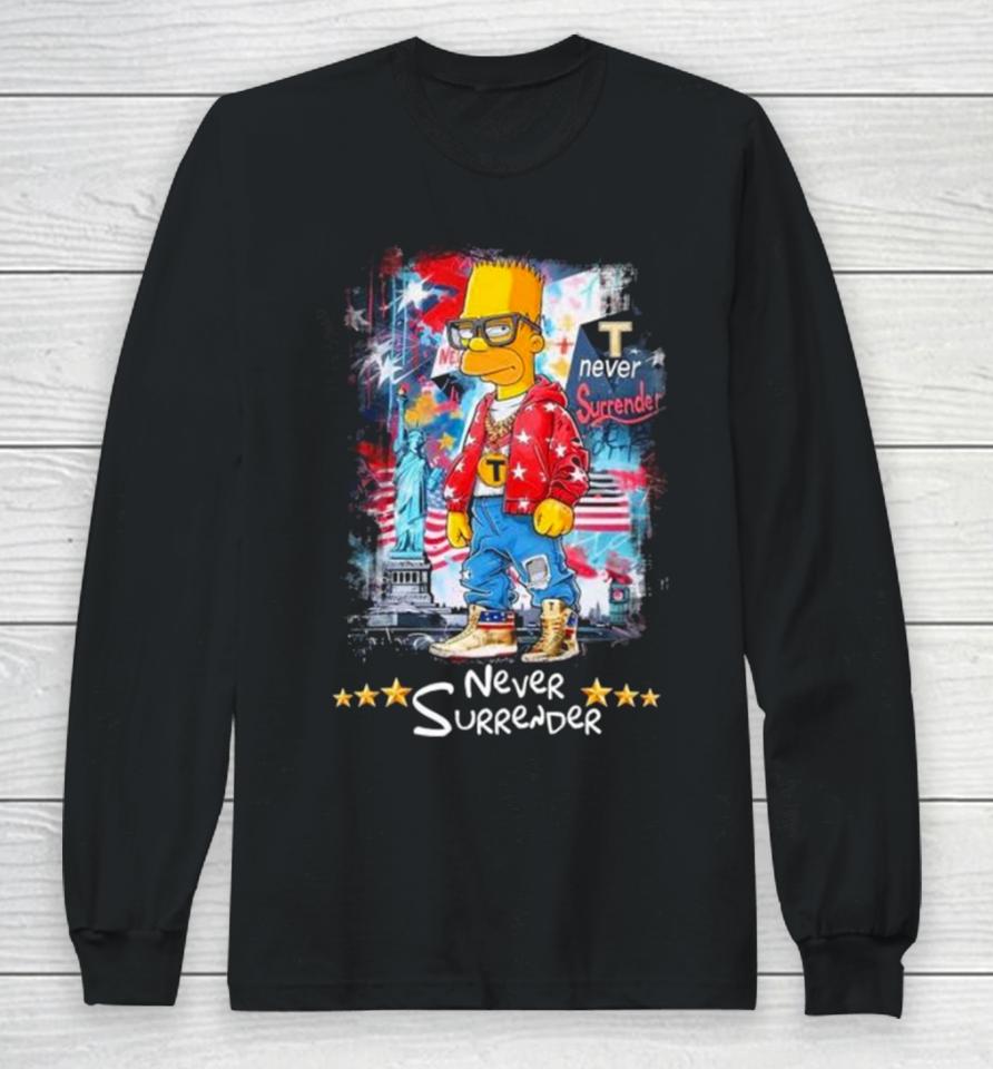 Bart Simpson Never Surrender American 2024 Long Sleeve T-Shirt