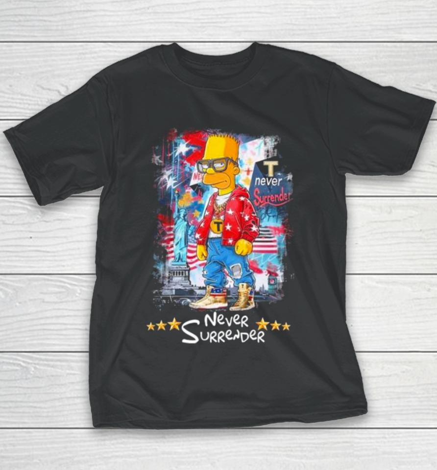 Bart Simpson Never Surrender American 2024 Youth T-Shirt