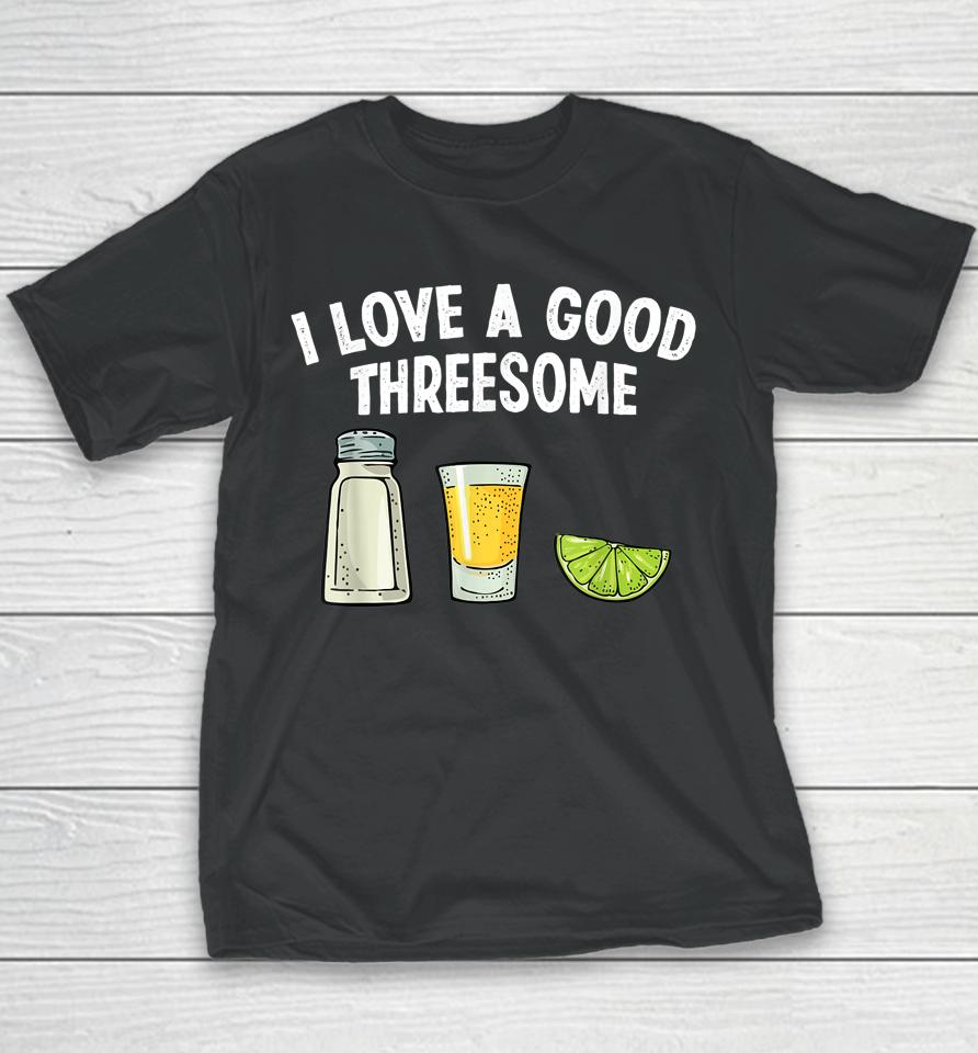 Bartender I Love A Good Threesome Drinking Bartending Barman Youth T-Shirt