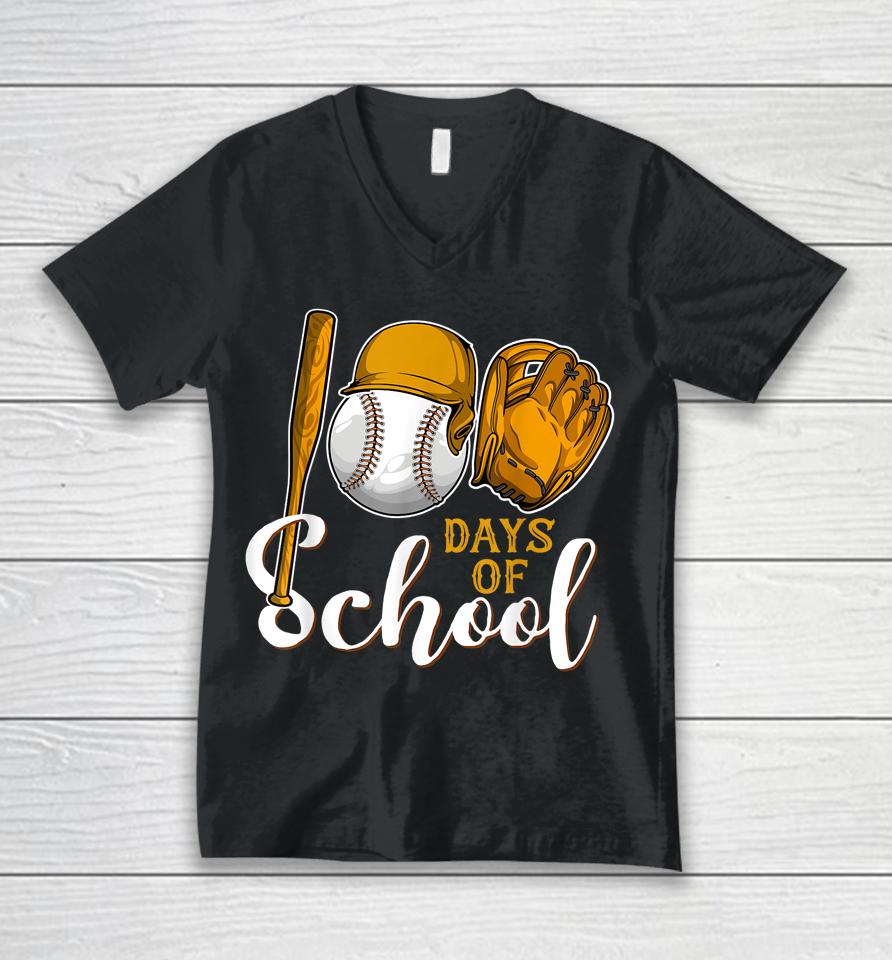 Baseball 100 Days Of School Unisex V-Neck T-Shirt