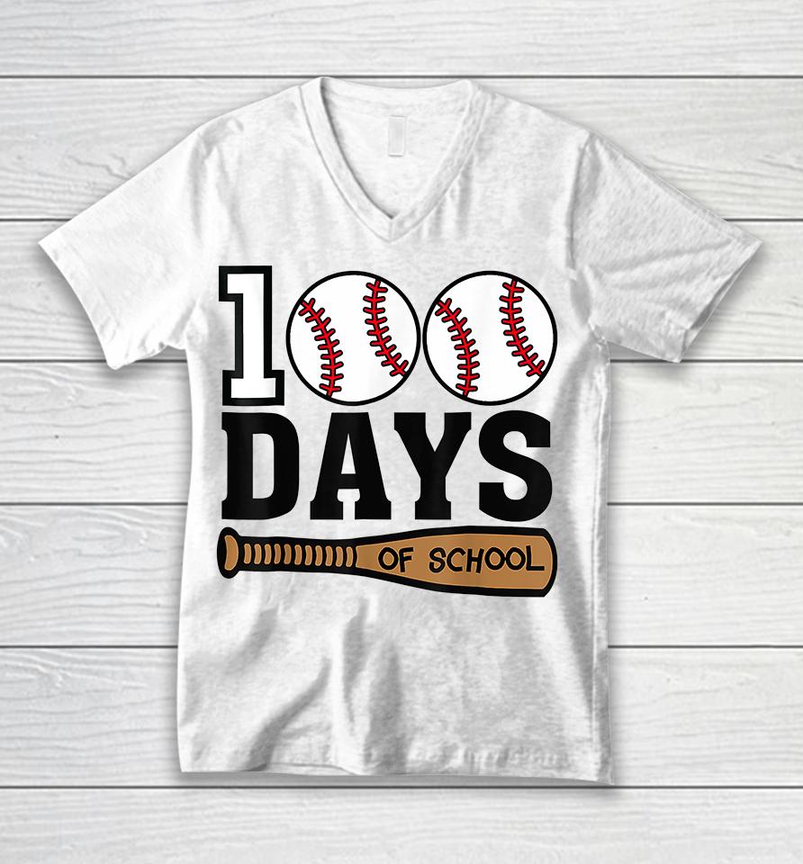 Baseball 100 Days Of School Unisex V-Neck T-Shirt