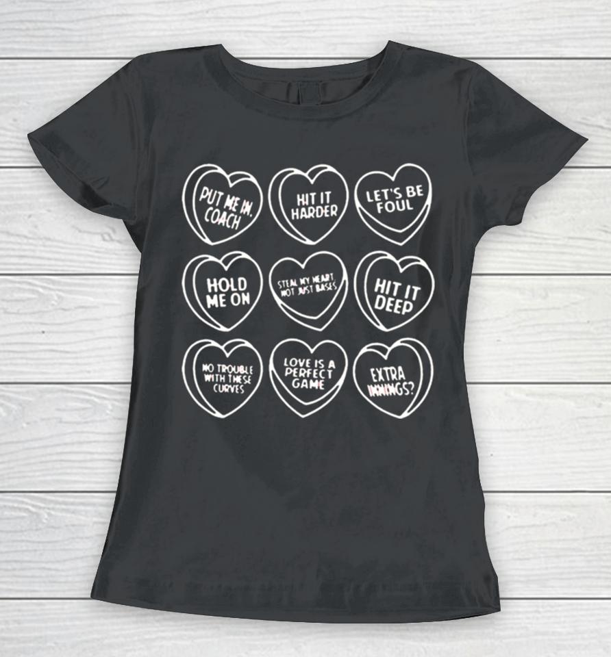 Baseball Candy Hearts Women T-Shirt