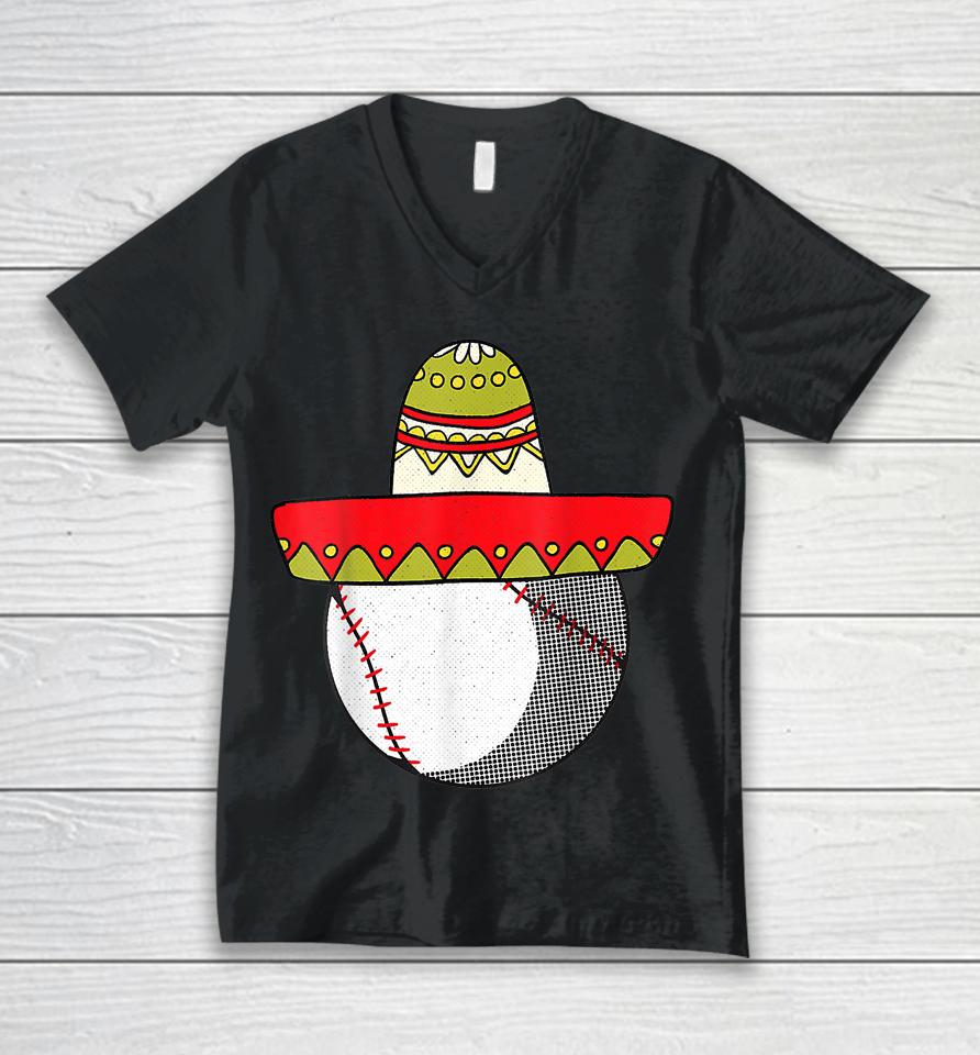 Baseball Cinco De Mayo Cool Sombrero Party Mexican Fiesta Unisex V-Neck T-Shirt