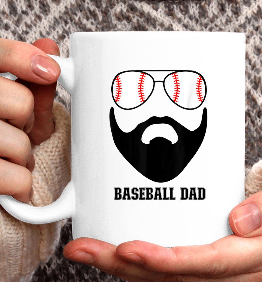 Baseball Dad Baseball Sunglasses Beard Funny Father's Day Coffee Mug