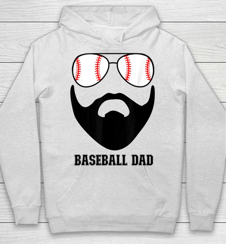 Baseball Dad Baseball Sunglasses Beard Funny Father's Day Hoodie
