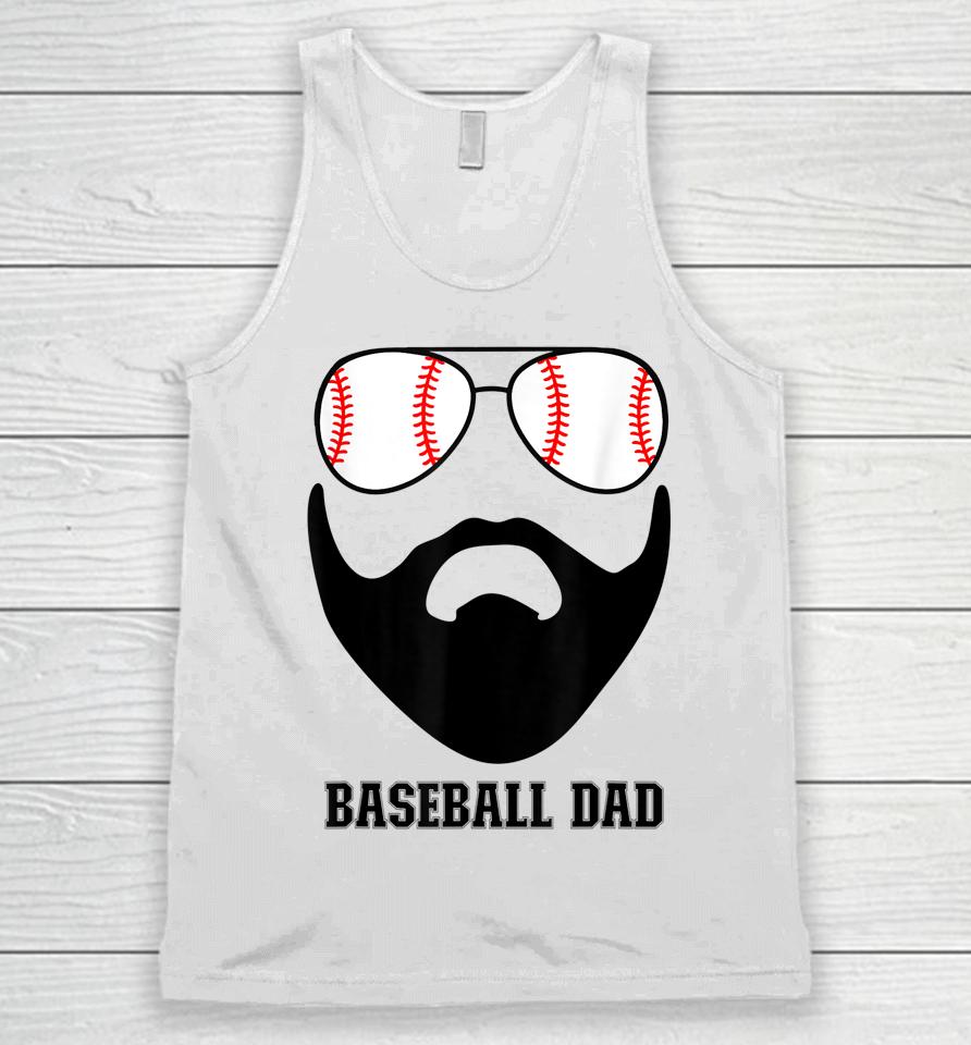 Baseball Dad Baseball Sunglasses Beard Funny Father's Day Unisex Tank Top