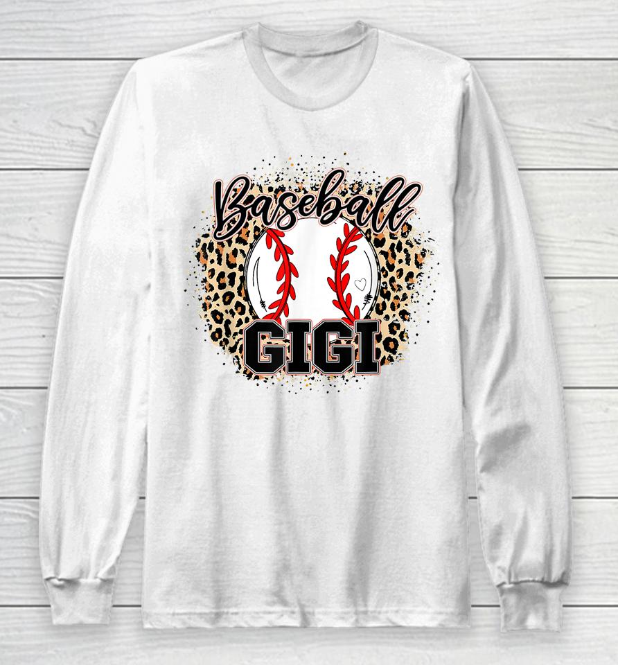 Baseball Gigi Leopard Baseball Lovers Family Mother's Day Long Sleeve T-Shirt