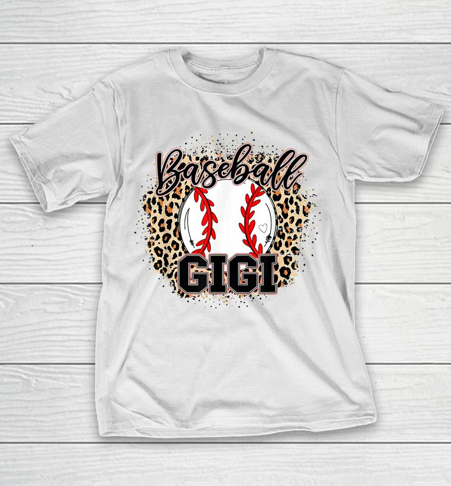 Baseball Gigi Leopard Baseball Lovers Family Mother's Day T-Shirt