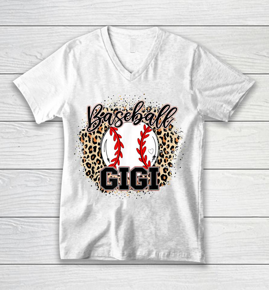 Baseball Gigi Leopard Baseball Lovers Family Mother's Day Unisex V-Neck T-Shirt