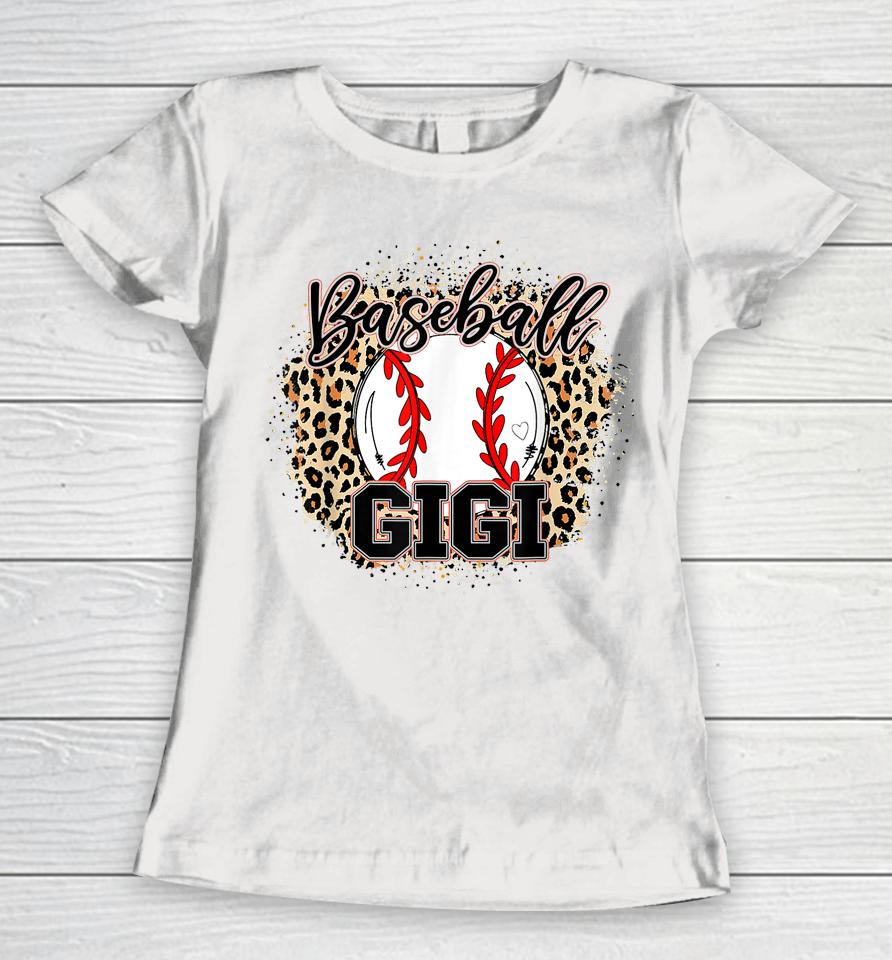 Baseball Gigi Leopard Baseball Lovers Family Mother's Day Women T-Shirt