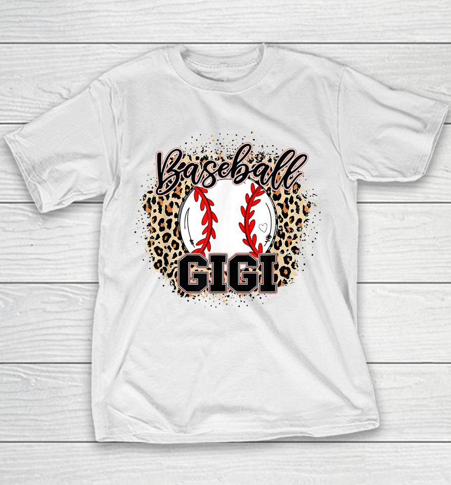 Baseball Gigi Leopard Baseball Lovers Family Mother's Day Youth T-Shirt