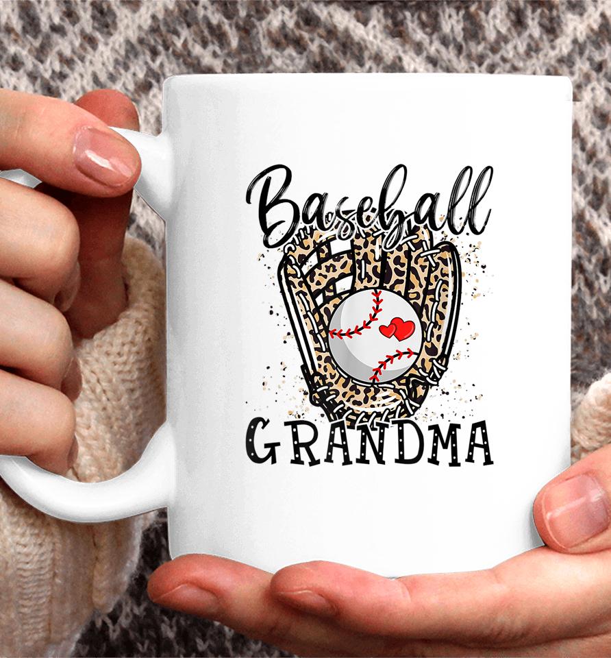 Baseball Grandma Leopard Game Day Baseball Lover Mother's Day Coffee Mug