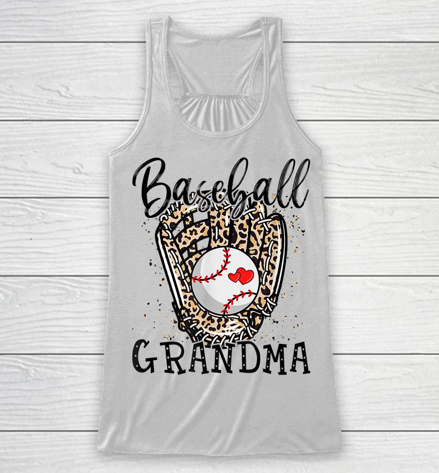 Baseball Grandma Leopard Game Day Baseball Lover Mother's Day Racerback Tank