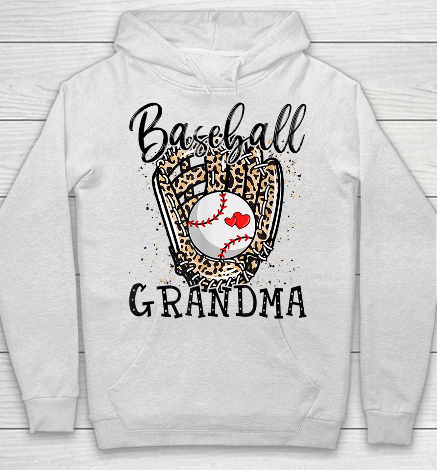 Baseball Grandma Leopard Game Day Baseball Lover Mother's Day Hoodie