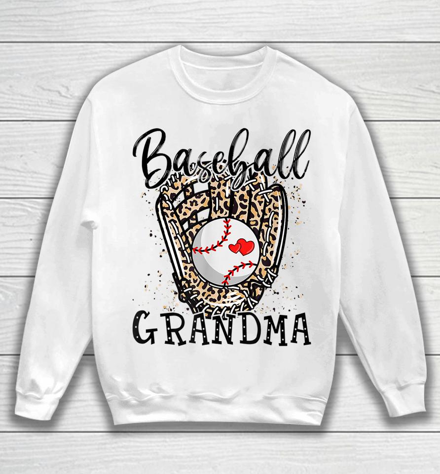 Baseball Grandma Leopard Game Day Baseball Lover Mother's Day Sweatshirt
