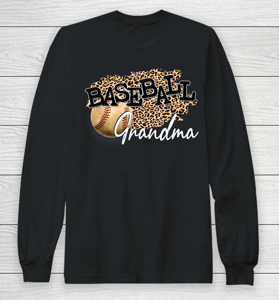Baseball Grandma Leopard Mother's Day Long Sleeve T-Shirt