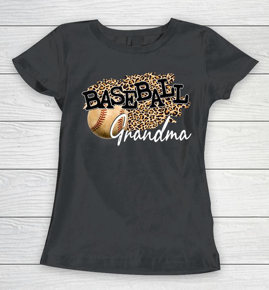 Baseball Grandma Leopard Mother's Day Women T-Shirt