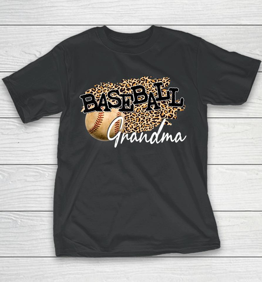 Baseball Grandma Leopard Mother's Day Youth T-Shirt