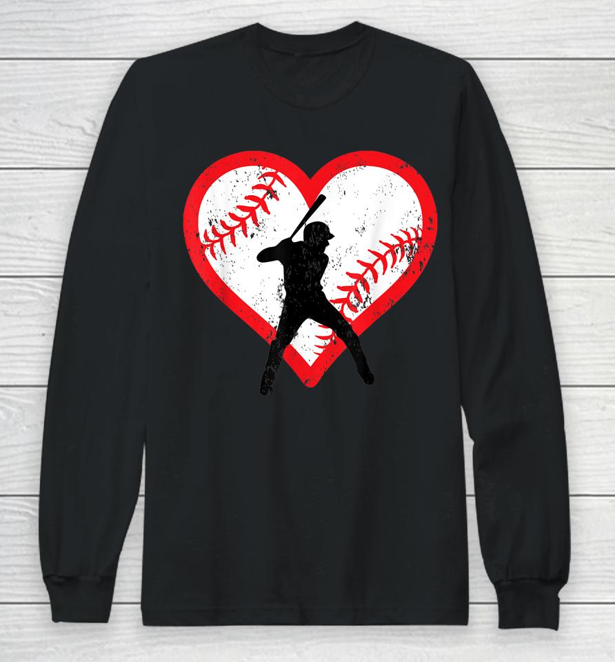 Baseball Heart Valentine's Day Long Sleeve T-Shirt