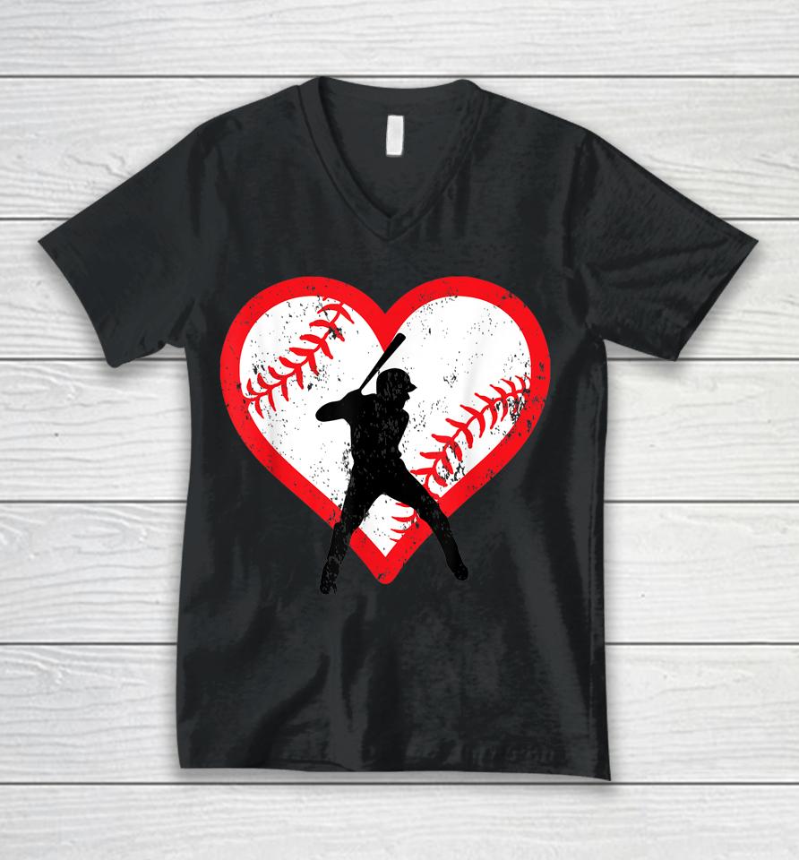 Baseball Heart Valentine's Day Unisex V-Neck T-Shirt