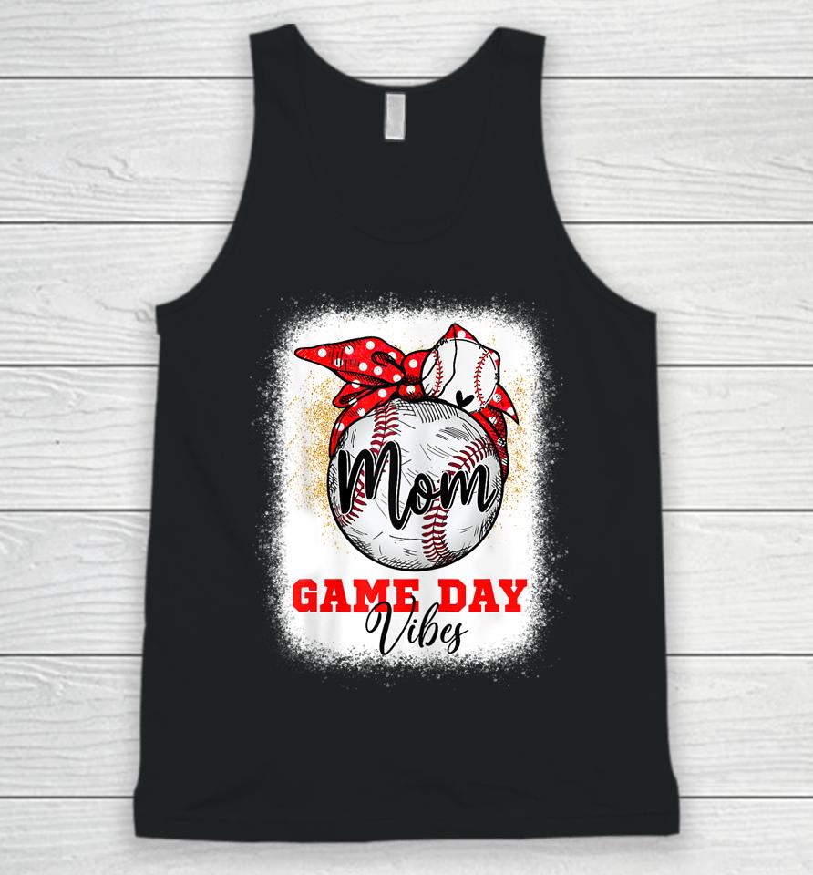 Baseball Mom Bleached Bun Game Day Vibes Mother's Day Unisex Tank Top
