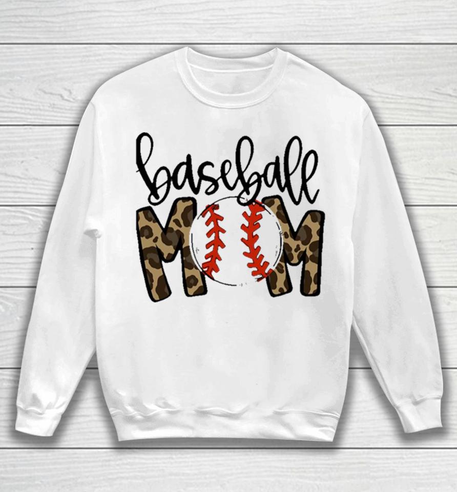 Baseball Mom Leopard Funny Softball Mom Mother’s Day Sweatshirt