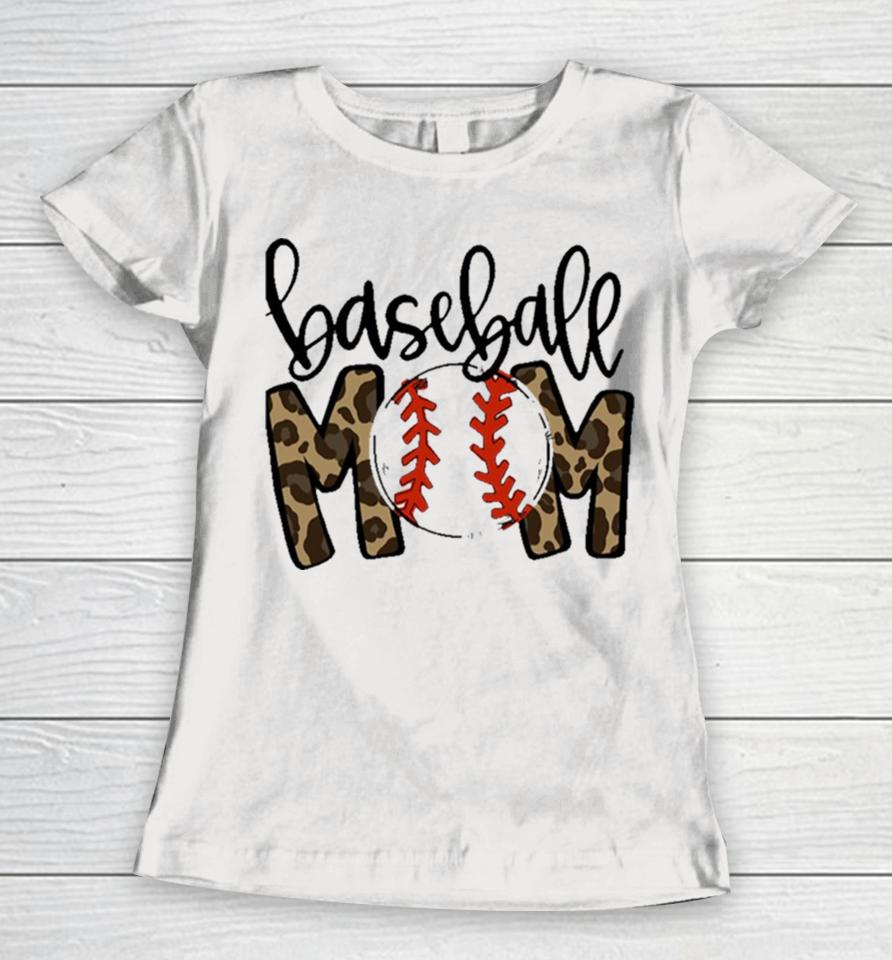 Baseball Mom Leopard Funny Softball Mom Mother’s Day Women T-Shirt