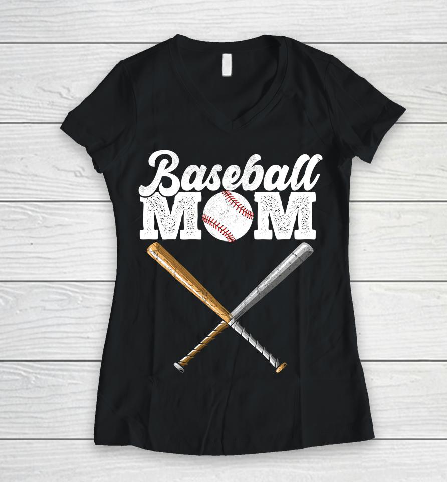 Baseball Mom Mother's Day Women V-Neck T-Shirt