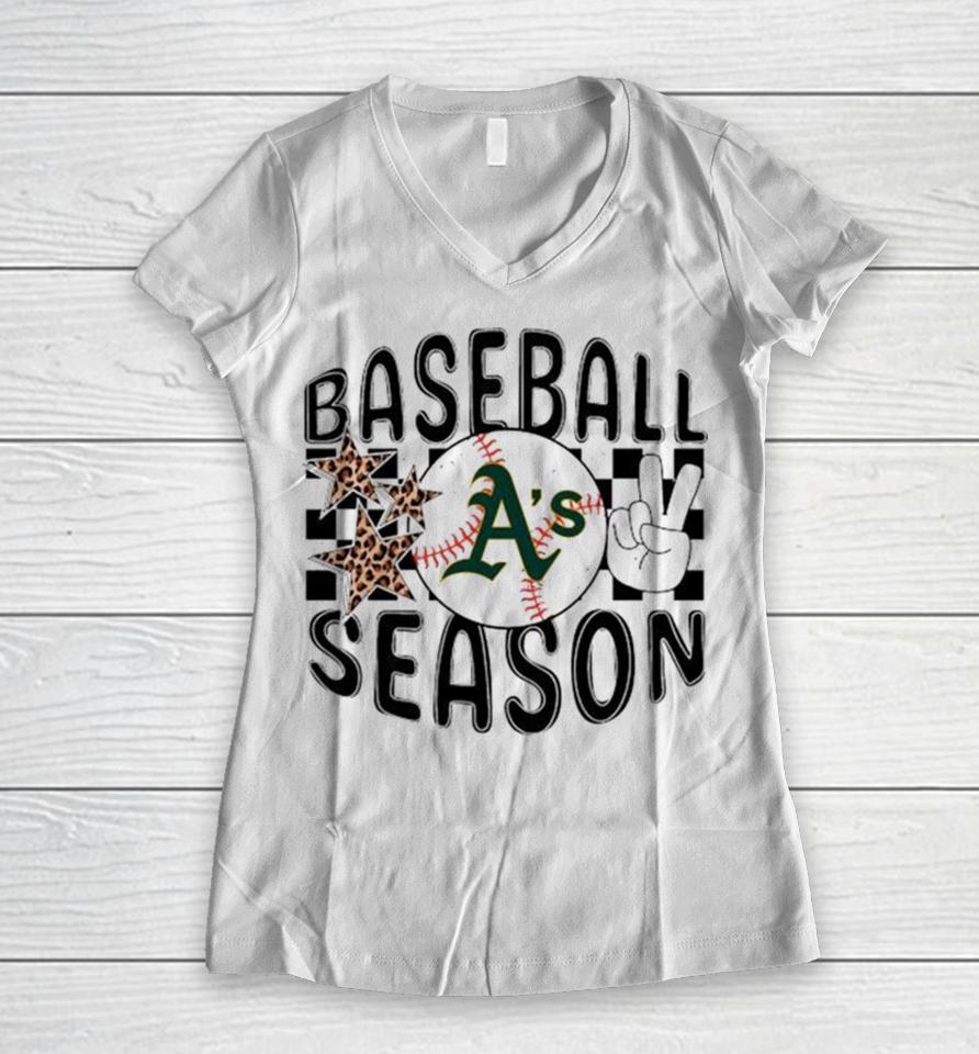 Baseball Season Oakland Athletics 2024 Women V-Neck T-Shirt