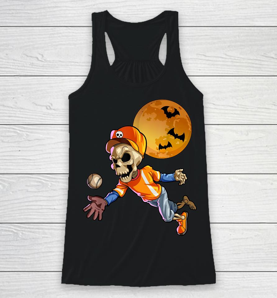 Baseball Skeleton Halloween Racerback Tank