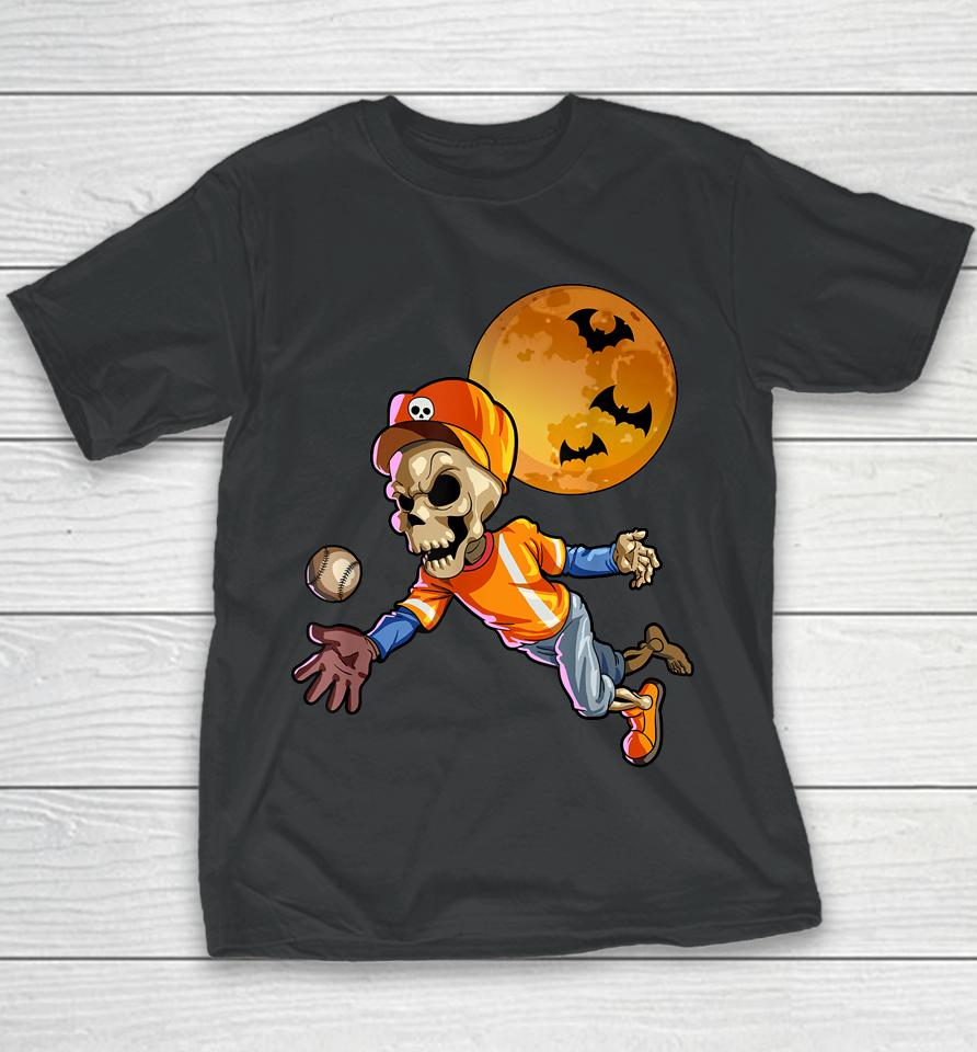 Baseball Skeleton Halloween Youth T-Shirt