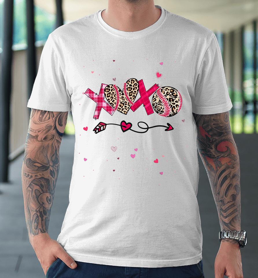 Baseball Softball Xoxo Heart Valentines Day Premium T-Shirt
