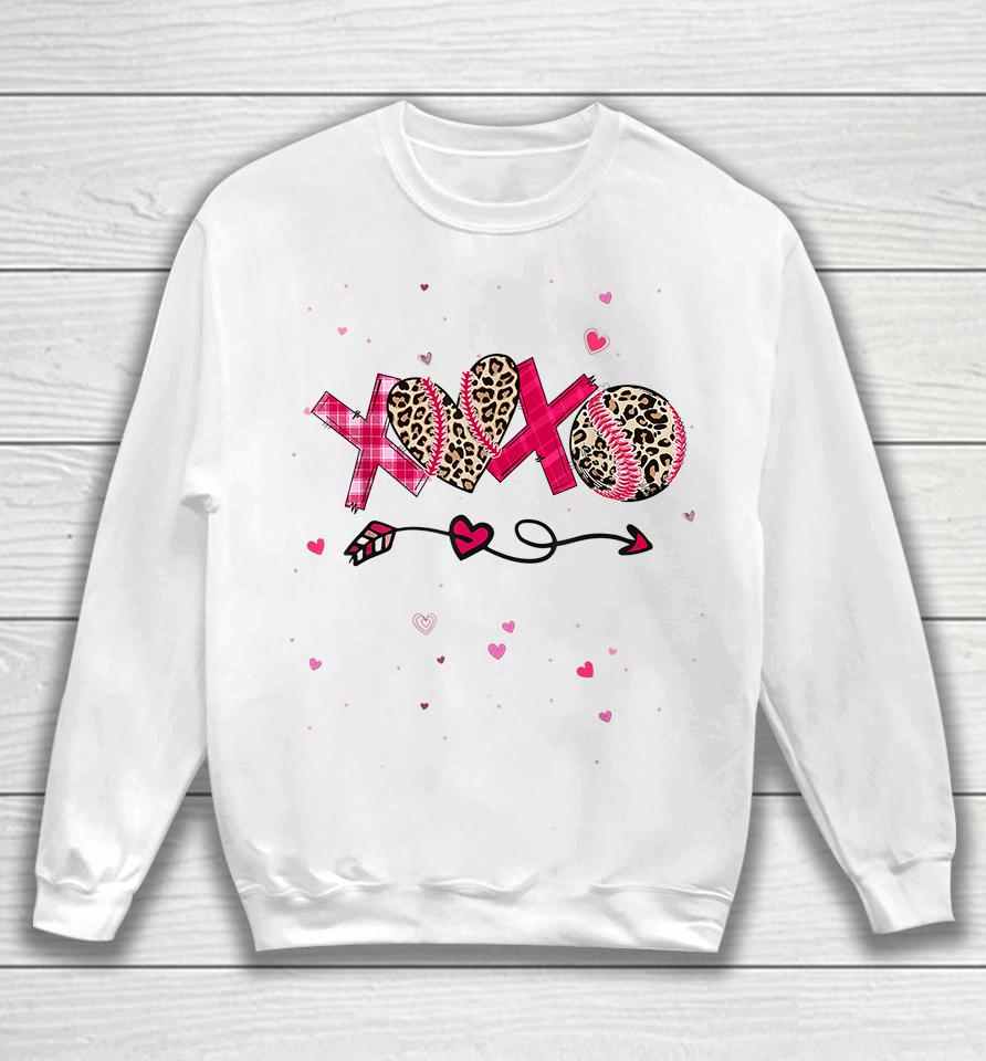 Baseball Softball Xoxo Heart Valentines Day Sweatshirt