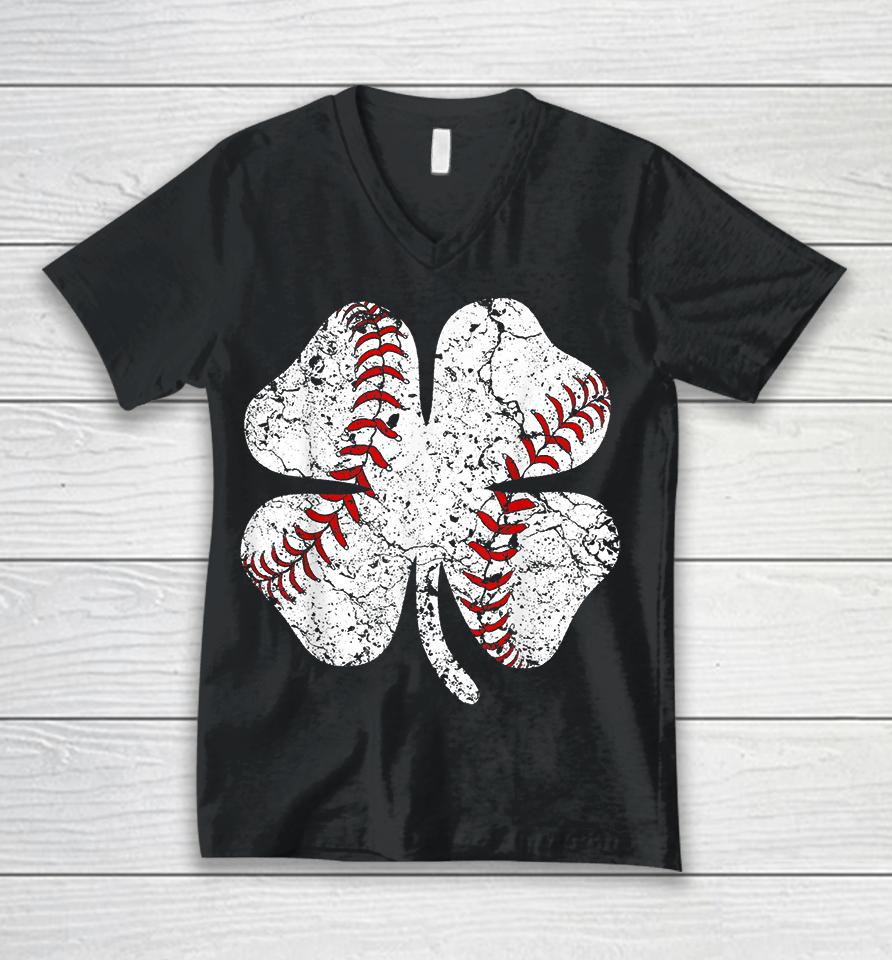 Baseball St Patricks Day Unisex V-Neck T-Shirt