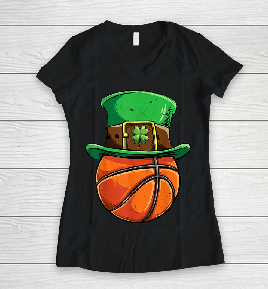 Basketball Boys St Patrick's Day Women V-Neck T-Shirt