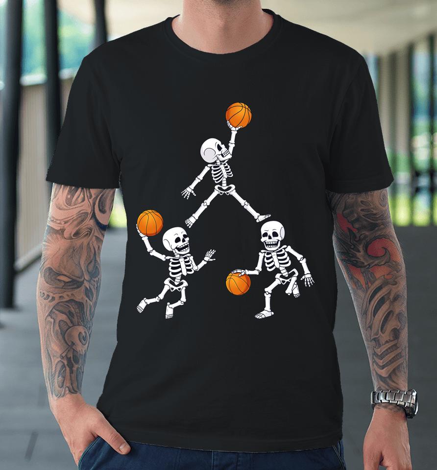 Basketball Halloween Skeleton Dunking Dribble Boys Premium T-Shirt