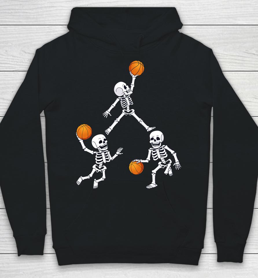 Basketball Halloween Skeleton Dunking Dribble Boys Hoodie